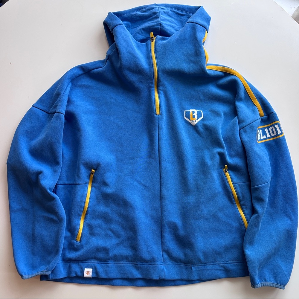 Baseball Lifestyle 101 Cotton Hoodie Quarter Zip with Yellow Trim
